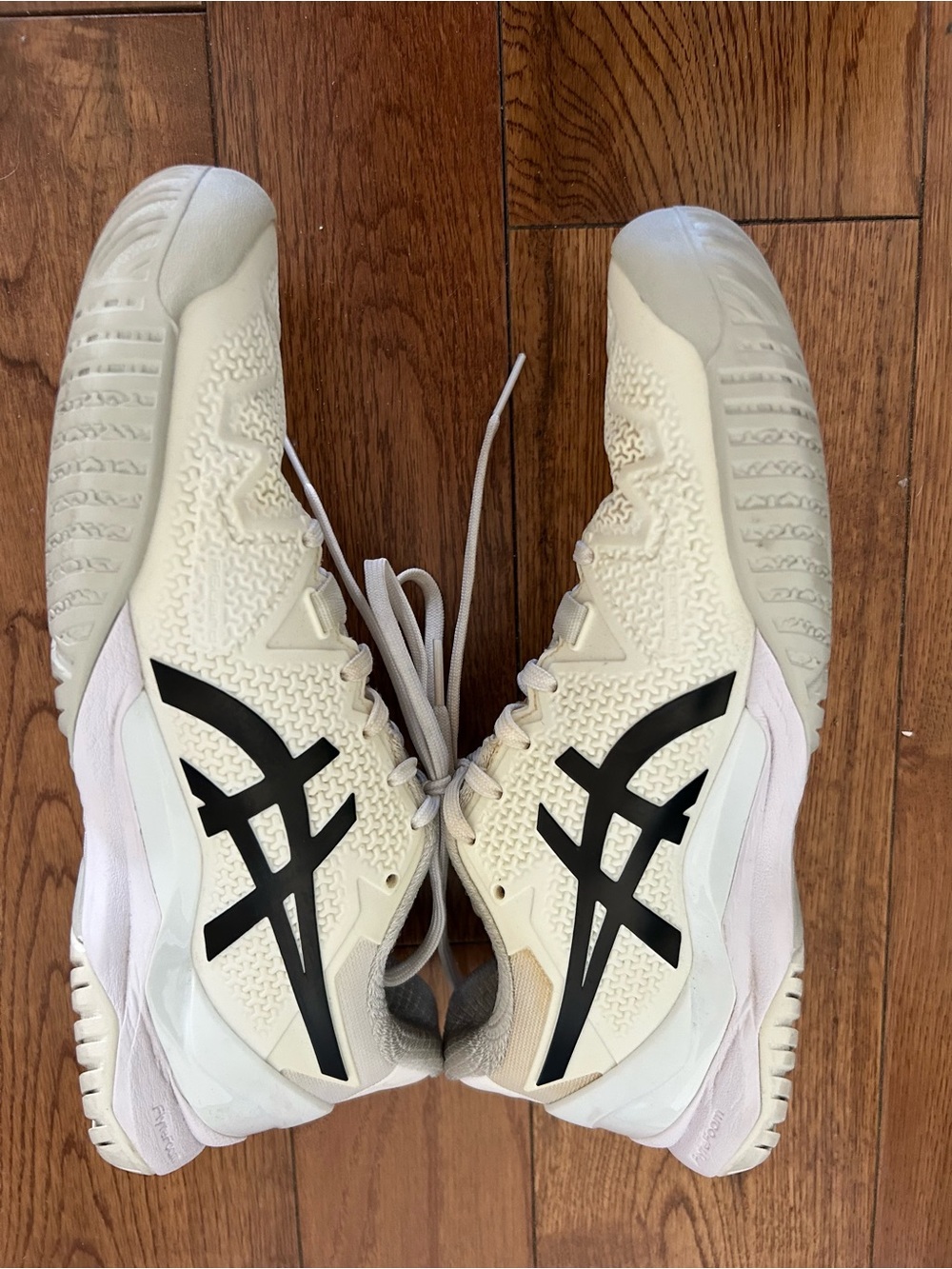 ASICS Women's White Athletic Tennis Shoes with Black Logo